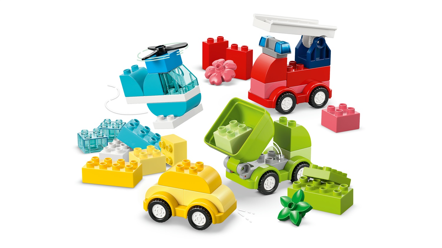 LEGO DUPLO Veicoli Creativi - Gioco Didattico con Macchine, Camion ed Elicottero per Sviluppare la Motricità Fine - Regalo per Bambini da 1 Anno