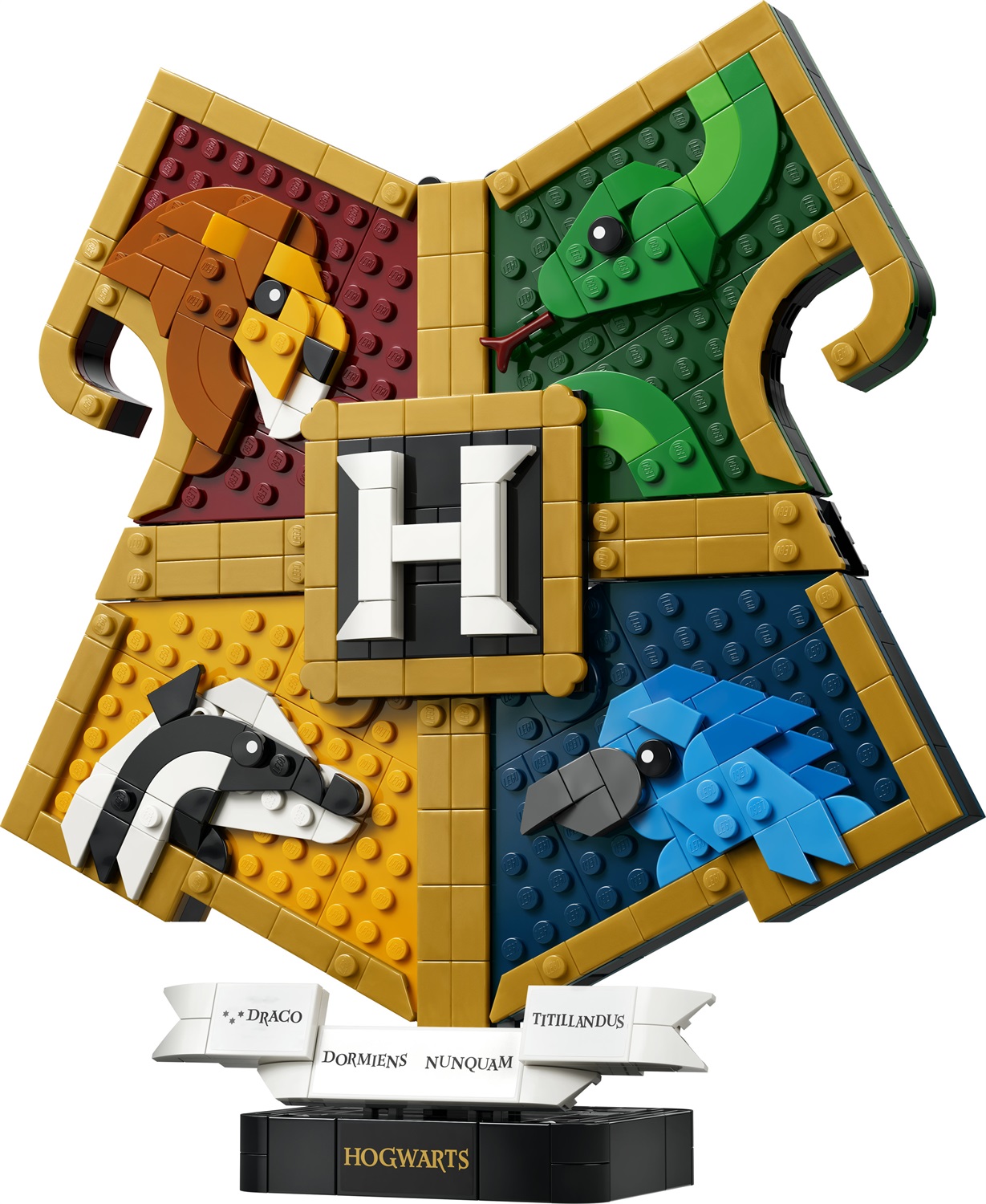 LEGO Harry Potter Stemma della Casa di Hogwarts - Giocattolo Wall Art 3D con Animali per Decorazione Cameretta - Regalo per Bambini e Adolescenti da 12 Anni
