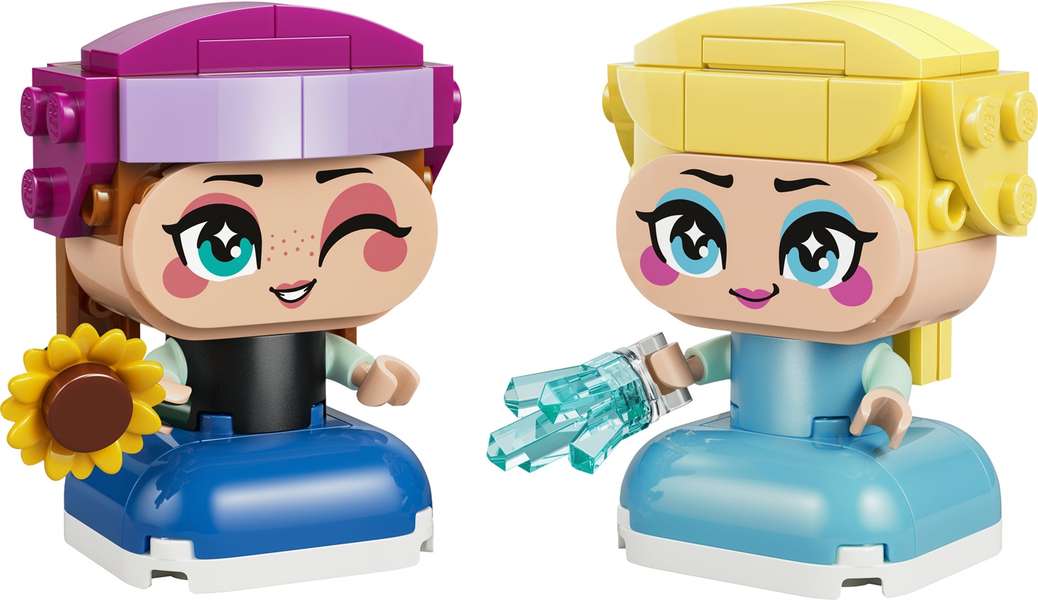 LEGO Disney Frozen Mini-Anna e Mini-Elsa - Set Giocattolo con 2 Mini Bamboline, Girasole e Fulmine di Ghiaccio per Bambine dai 5 Anni