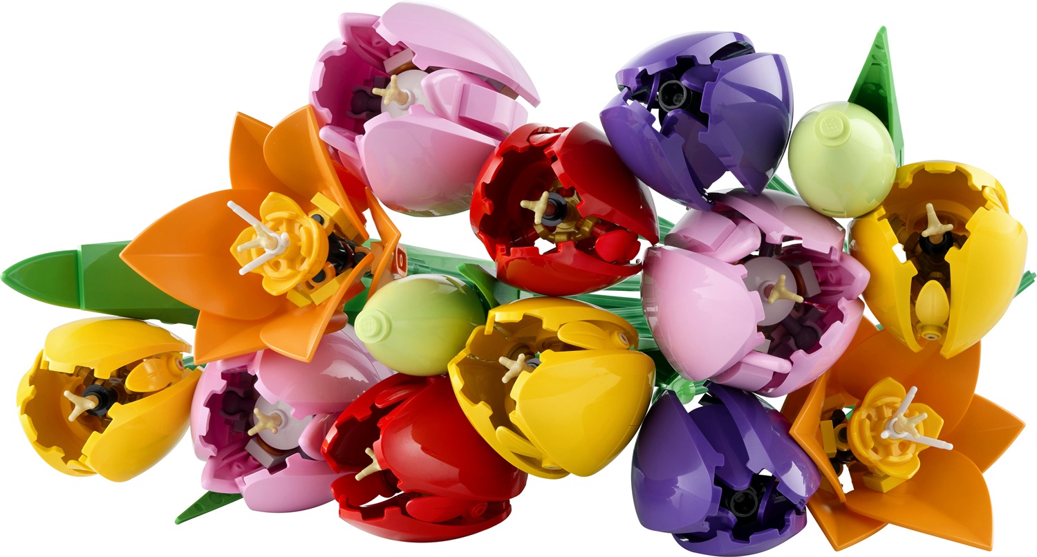 LEGO Bouquet di Tulipani - Set di Fiori Finti da Costruire per Adulti con 14 Tulipani in 5 Colori - Decorazione per la Casa e Idea Regalo Fai da Te