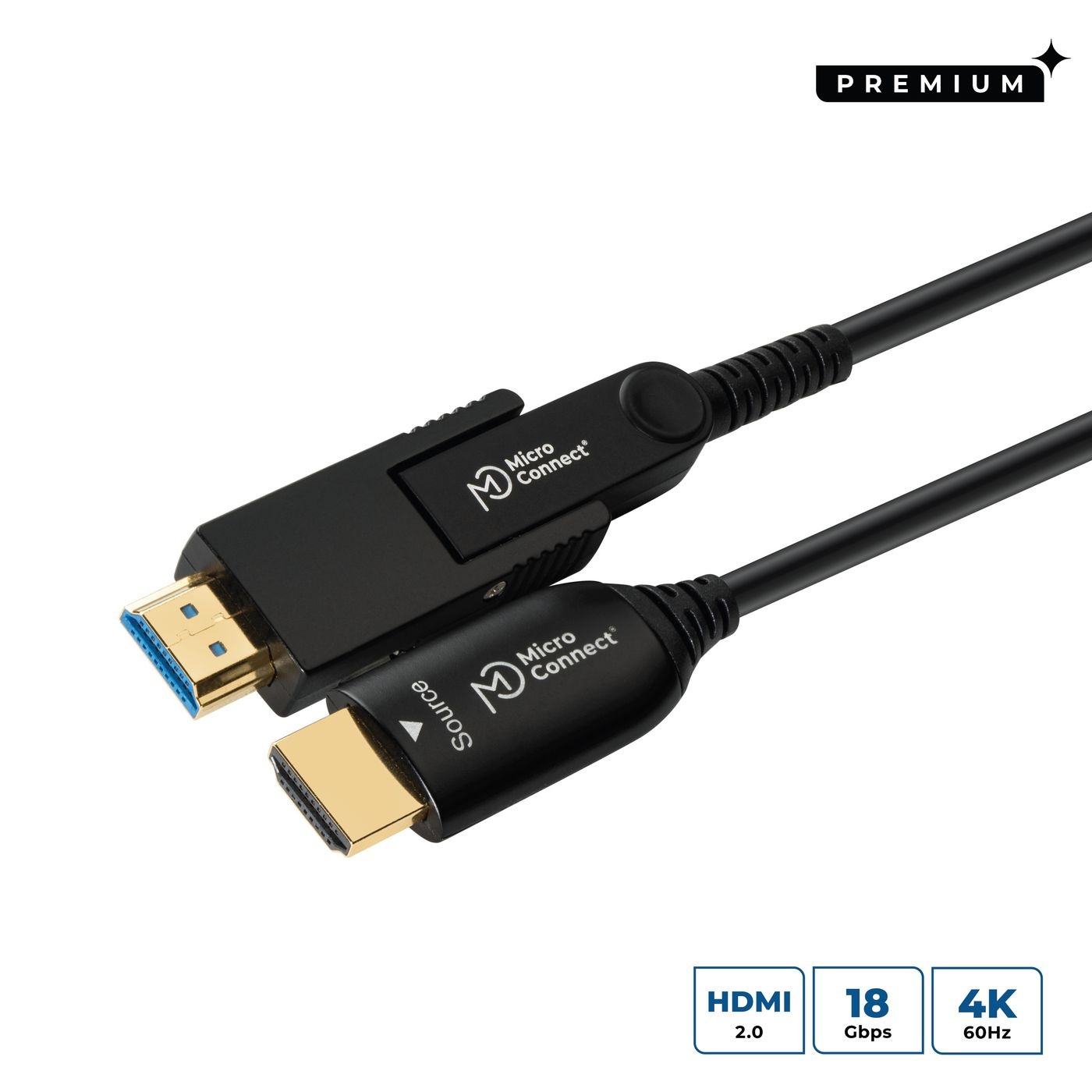 MicroConnect HDM191970V2.0DOP Cavo HDMI 70 m High Speed Active Optic Tipo A (Standard) Nero - Supporto 4K 60Hz, 18 Gbps
