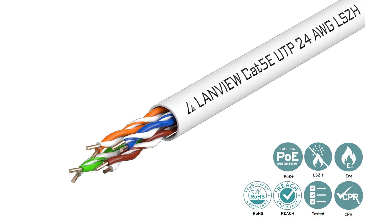 Lanview LVN122014 Cavo di Rete Bianco 305 m Cat5e U/UTP - Cavo 4x2xAWG24 LSZH