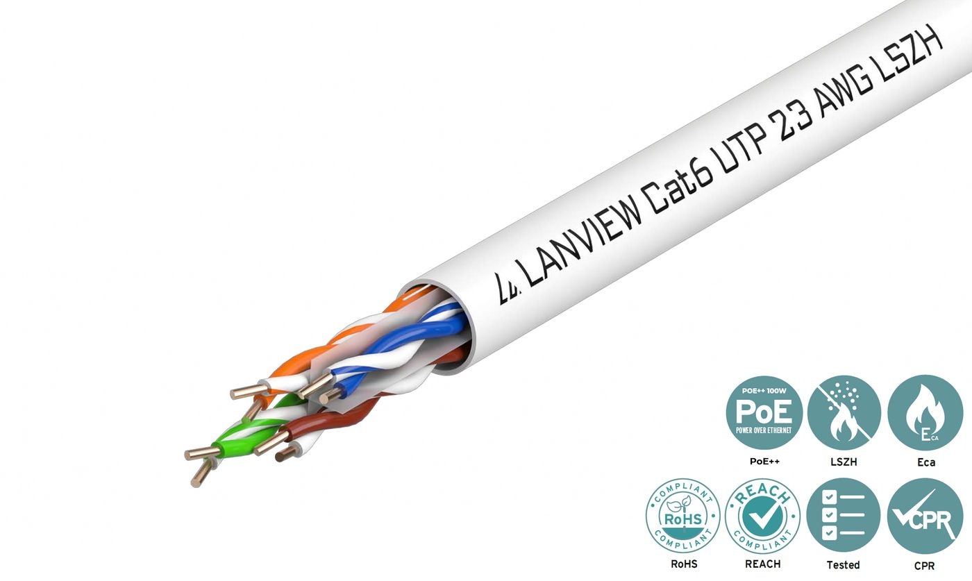 Lanview LVN122112 Cavo di Rete Cat6 U/UTP Bianco 305 m - 4x2xAWG23 LSZH