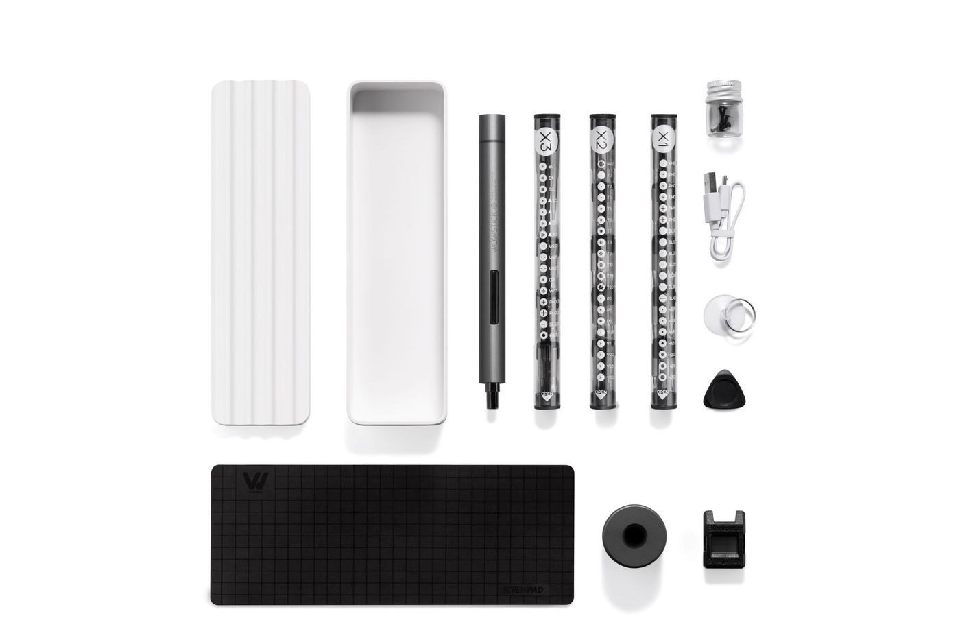 CoreParts Cacciavite Elettrico Argento 0.2Nm con Torcia, Ricaricabile e 56 Punte per Mobile, Tablet e Laptop