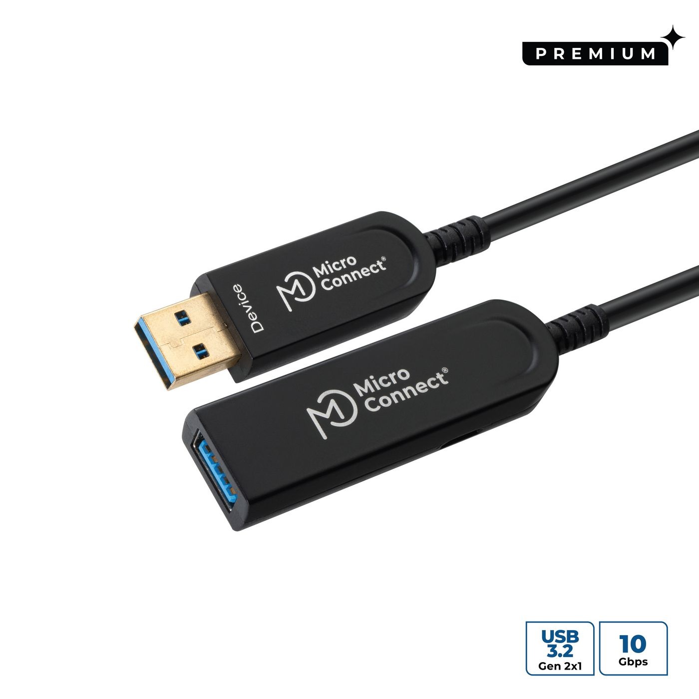 MicroConnect MC-USB3.0AAF20AOP Cavo USB 3.2 Gen 2 (3.1 Gen 2) 20 m A-A Nero - Fibra Ottica Premium