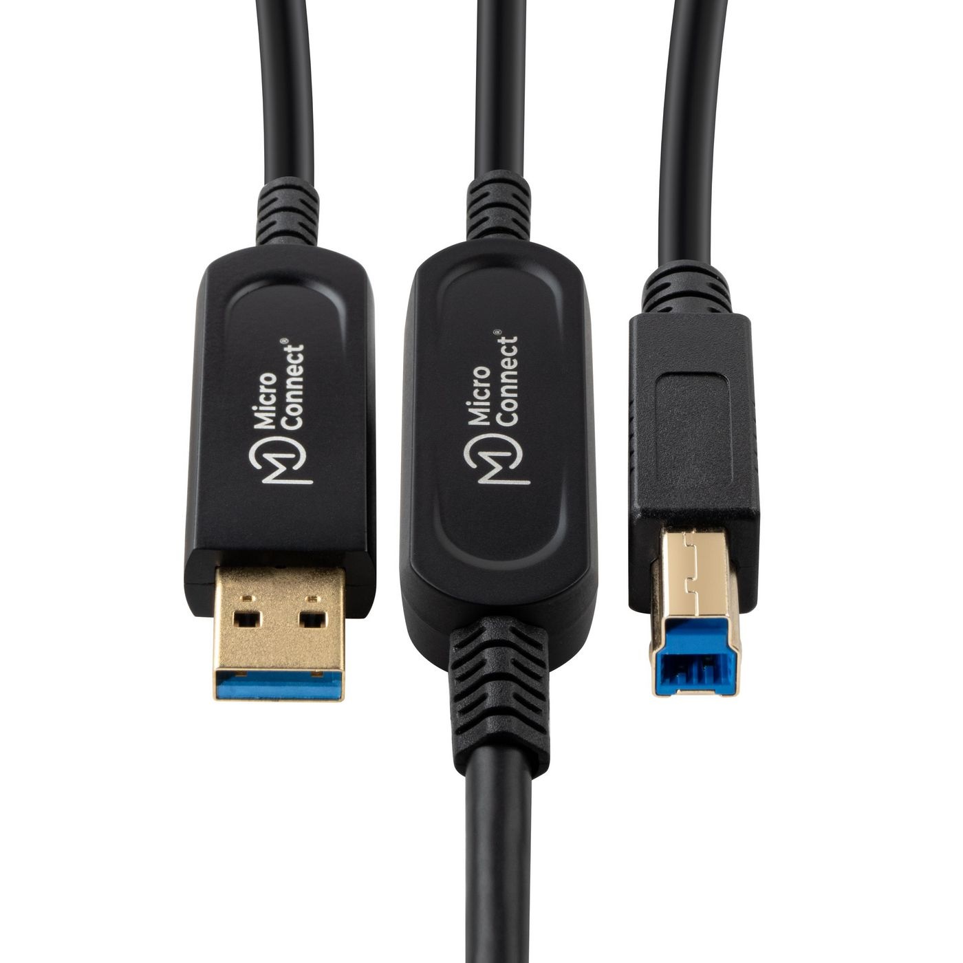 Microconnect MC-USB3.0AB30OP Cavo USB 3.2 Gen 2 (3.1 Gen 2) A-B 30 m, Velocità 10000 Mbit/s, Nero