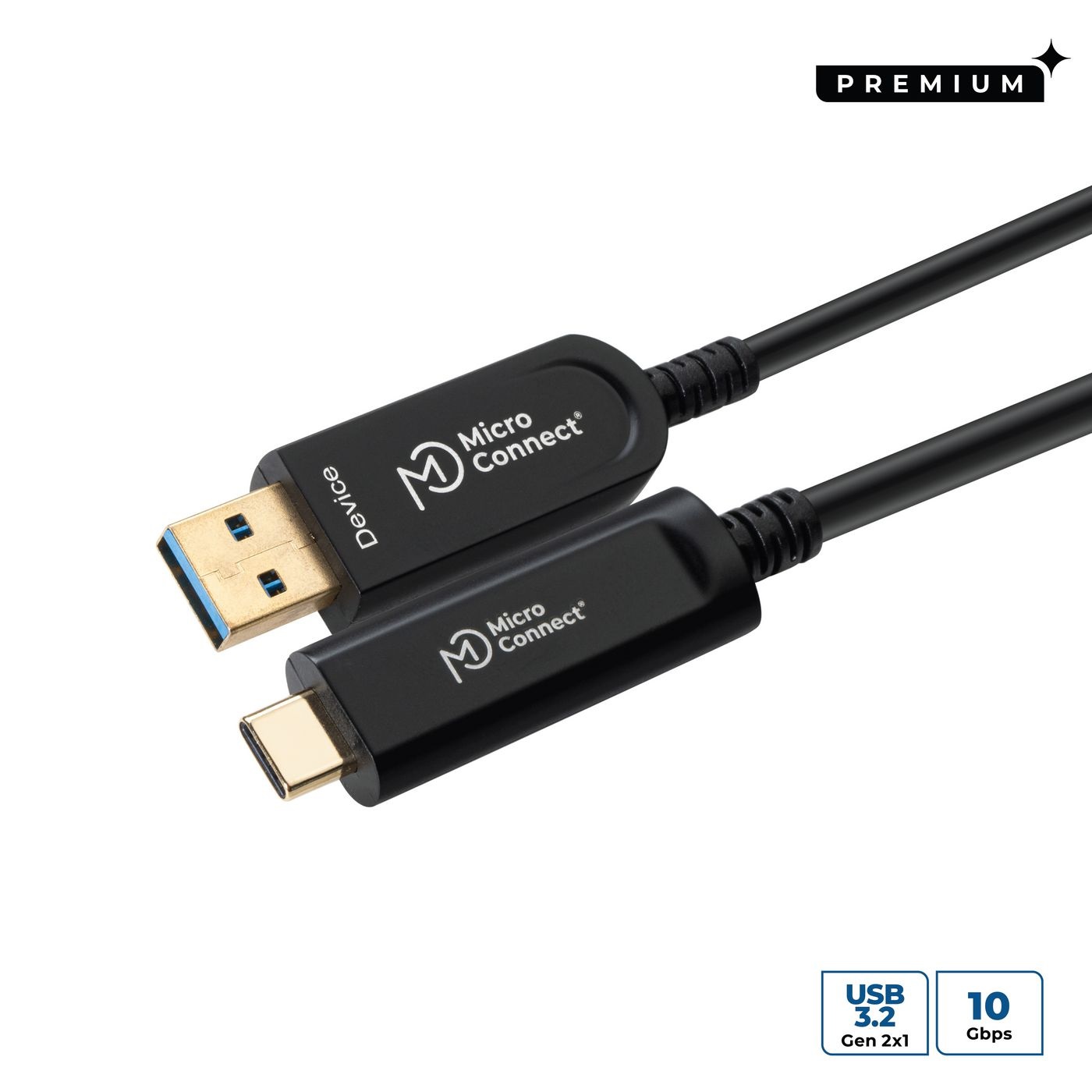 Microconnect MC-USB3.2CA10OP Cavo USB 3.2 Gen 2 (10 m) USB A a USB C - Nero - Premium Optic