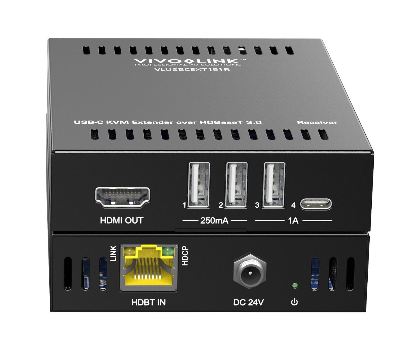 Vivolink VLUSBCEXT151 Estensore KVM USB-C 4K - Trasmettitore e Ricevitore HDBT3.0 con Garanzia di 36 Mesi