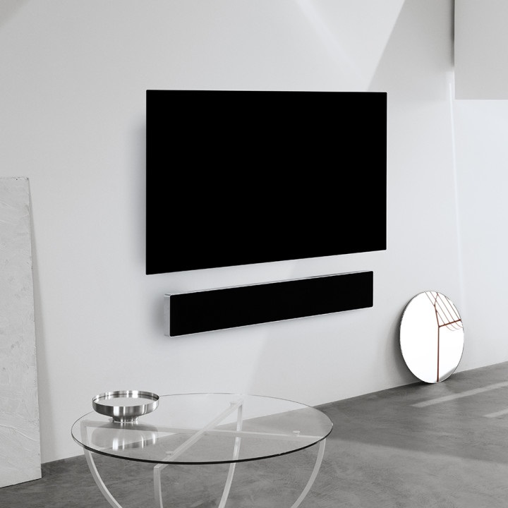 Bang & Olufsen Beosound Stage - Soundbar Dolby Atmos, Altoparlante Bluetooth e Wi-Fi, Sistema Audio Multiroom, HDMI, Alluminio, Nero e Argento