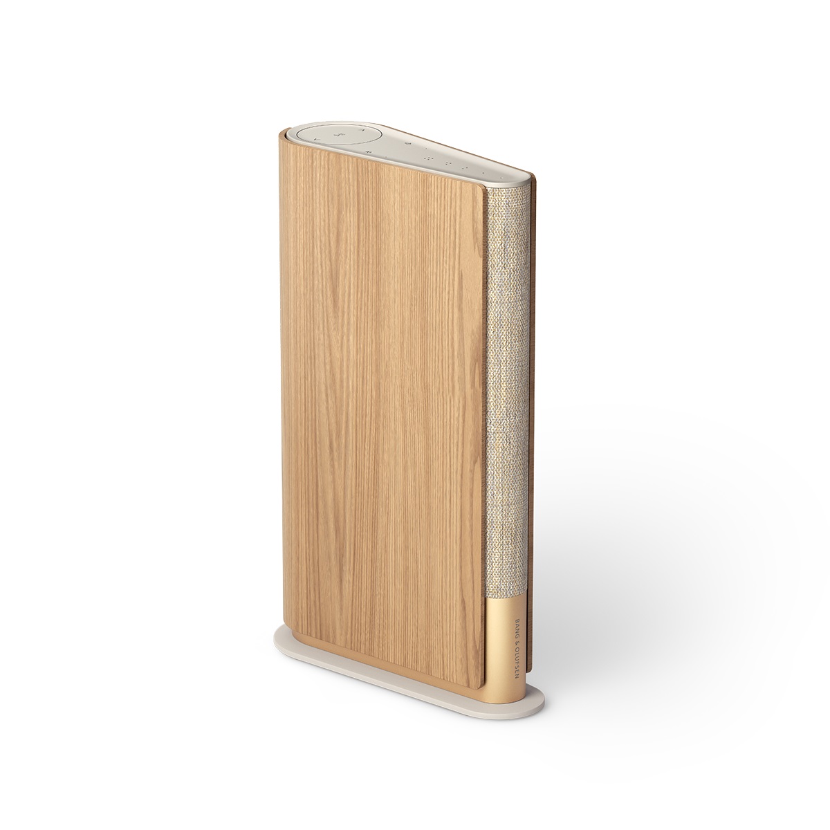Bang & Olufsen Beosound Emerge - Altoparlante Wireless Compatto con Suono Ultra-wide, Design Oro e Light Oak