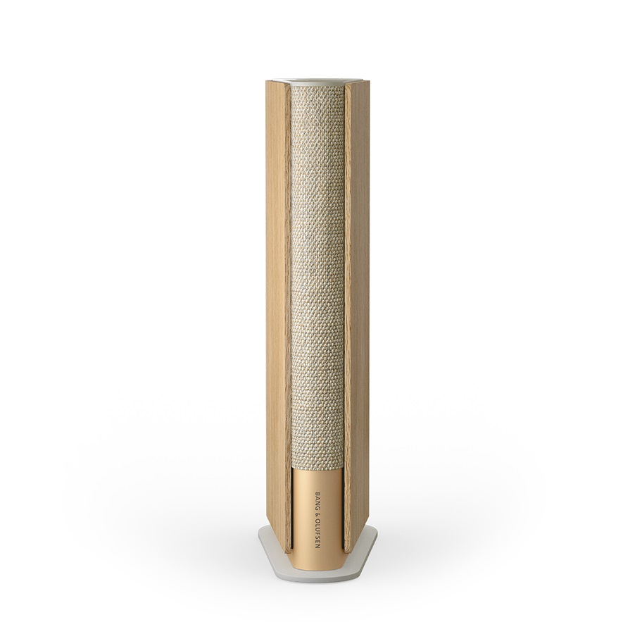 Bang & Olufsen Beosound Emerge - Altoparlante Wireless Compatto con Suono Ultra-wide, Design Oro e Light Oak