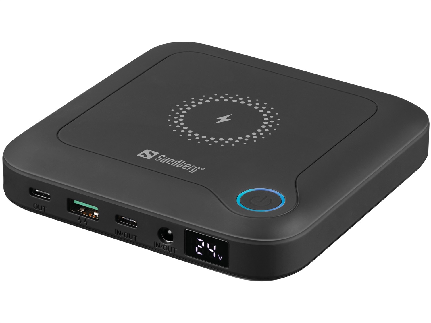 Sandberg 420-57 Laptop Powerbank All-in-1 24000 mAh, Quick Charge 2.0, Carica Wireless, 60W, Nero
