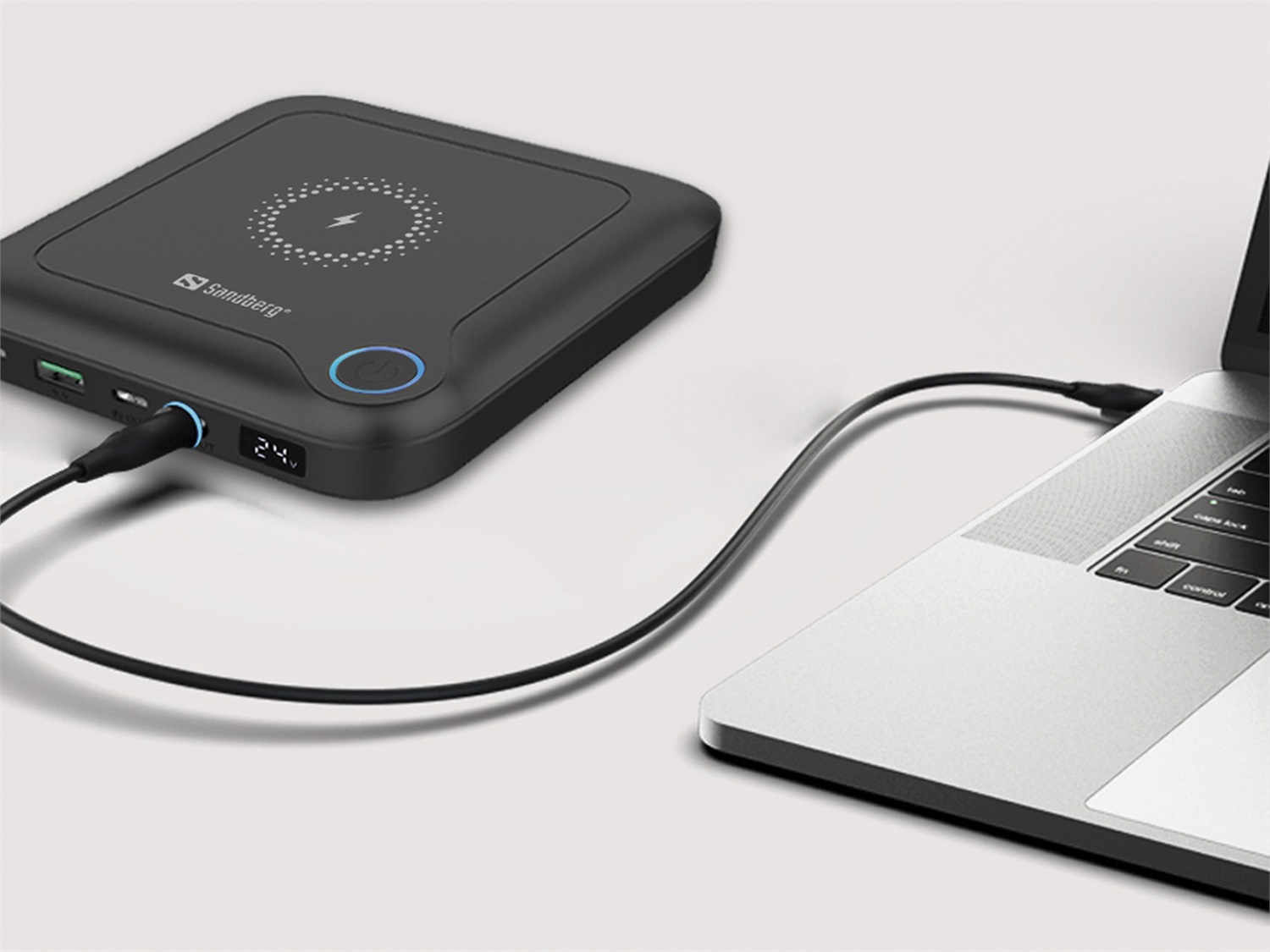 Sandberg 420-57 Laptop Powerbank All-in-1 24000 mAh, Quick Charge 2.0, Carica Wireless, 60W, Nero