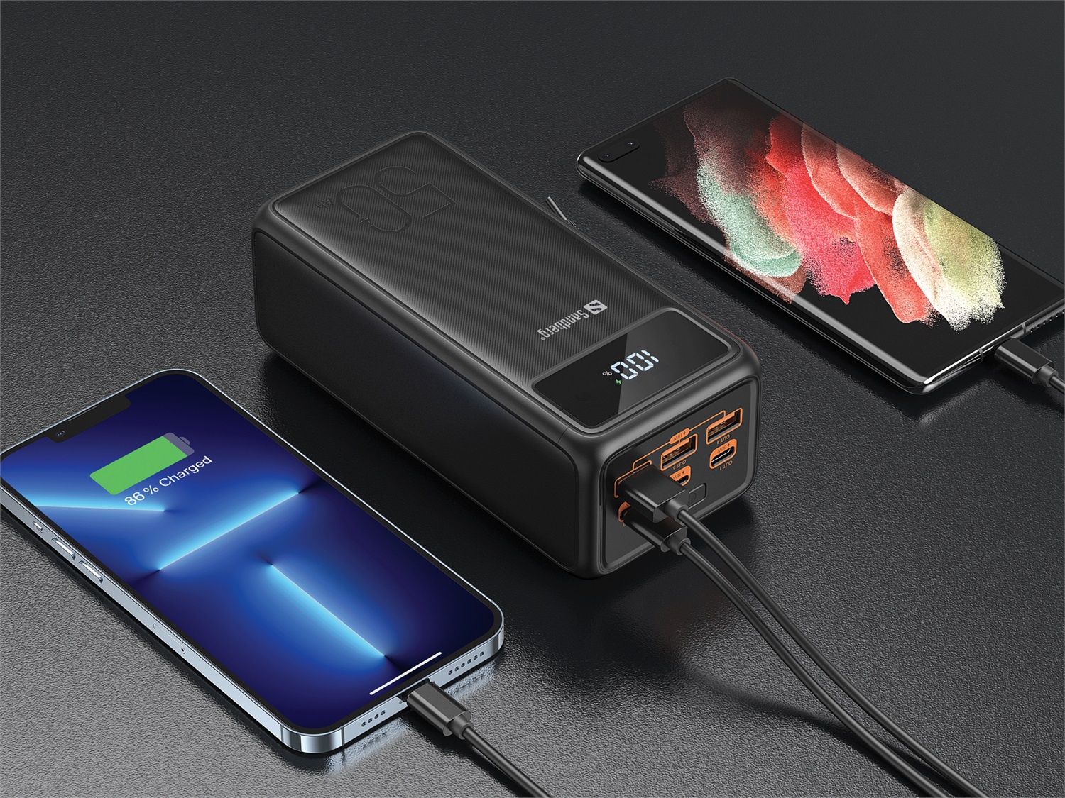 Sandberg Powerbank USB-C PD 130W - Batteria Portatile Ioni di Litio 50000 mAh, Nero