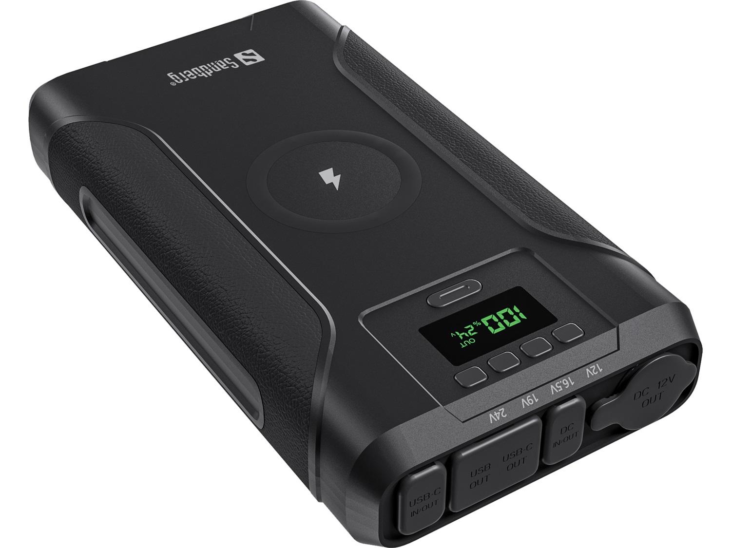 Sandberg Survivor Powerbank 7in1 76800 mAh - Ioni di Litio, 3,6 V, 1 USB Tipo A, 2 USB Tipo C, Carica Wireless, Nero, Garanzia 60 mesi