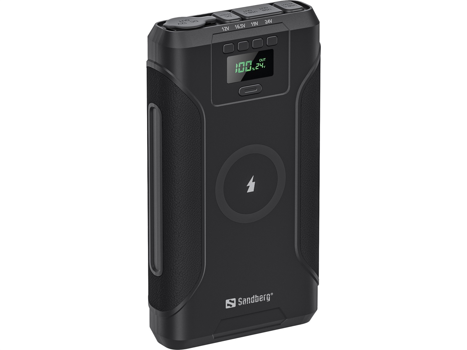 Sandberg Survivor Powerbank 7in1 76800 mAh - Ioni di Litio, 3,6 V, 1 USB Tipo A, 2 USB Tipo C, Carica Wireless, Nero, Garanzia 60 mesi