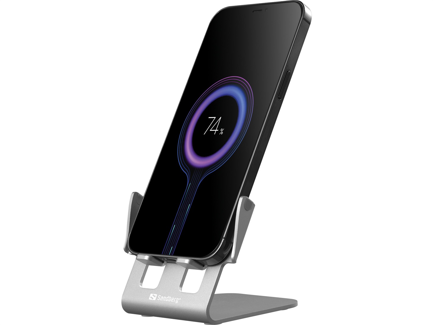 Sandberg 441-51 Supporto per Caricabatterie Wireless 15W in Alluminio Grigio con Ricarica Rapida per Smartphone