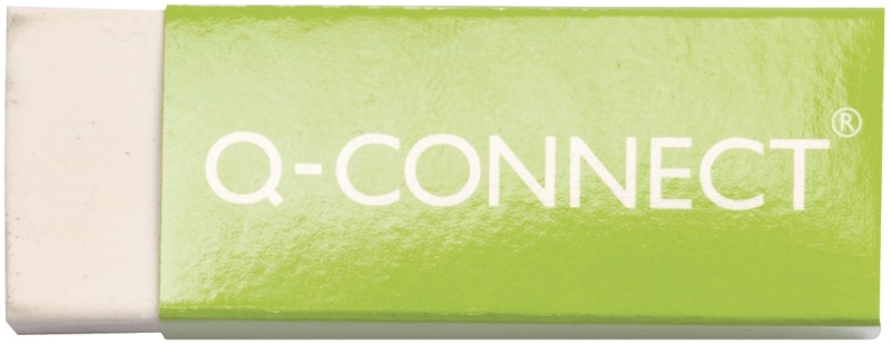 Q-Connect Gomma Bianca per Cancellare 60x22x11 mm in Plastica con Fascetta Protettiva - Adatta per Matite Colorate e Grafite