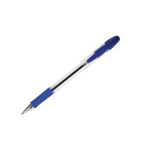 Q-Connect Delta Penna a Sfera Blu 12 pz - Punta 0,7 mm, Tratto 0,4 mm, Fusto Trasparente, Impugnatura Gommata