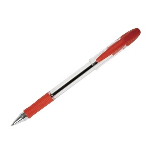 Q-Connect Delta Penna a Sfera Rosso 0,7 mm con Fusto Trasparente e Impugnatura Gommata - Confezione da 12 pz