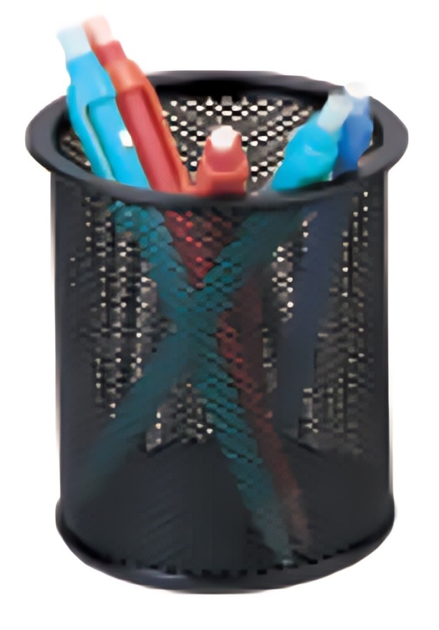 Q-CONNECT Portapenne in Metallo Nero con Rivestimento Epossidico - Altezza 10 cm, Diametro 9 cm