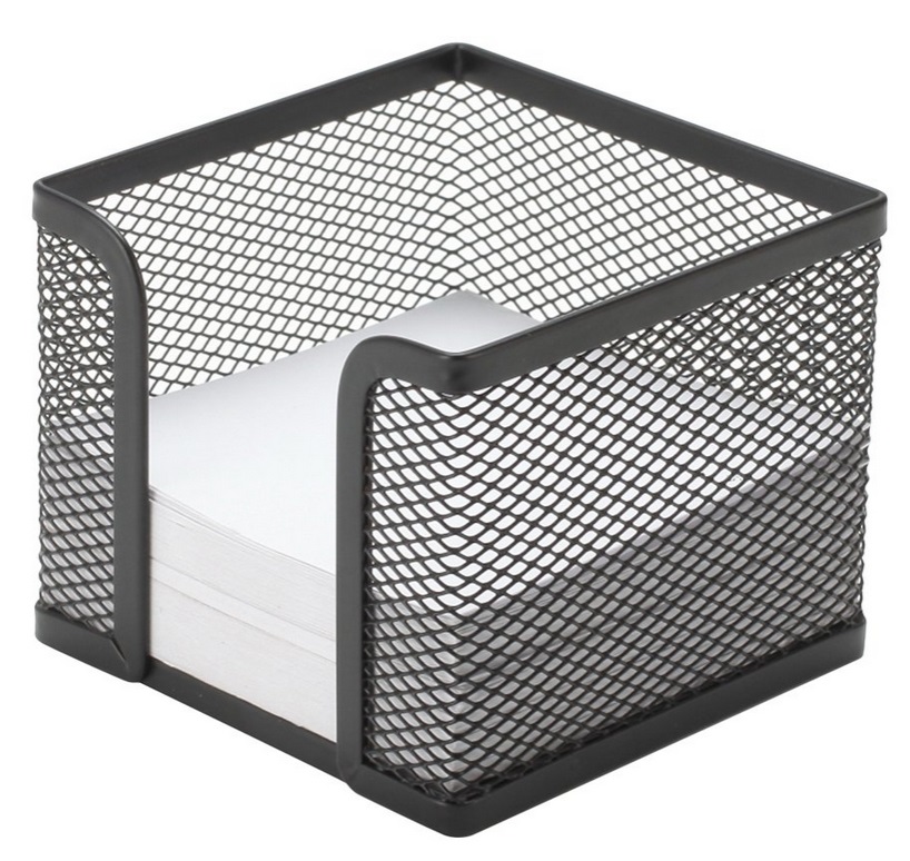 Q-CONNECT Portamemo in Metallo Nero con Rivestimento Epossidico - Dimensioni 9,5x8,0x9,5 cm