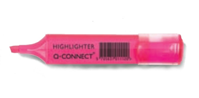 Q-CONNECT Evidenziatore Punta a Scalpello 1,5-2 mm Assortiti - Astuccio da 4 Colori: Giallo, Verde, Arancio, Rosa