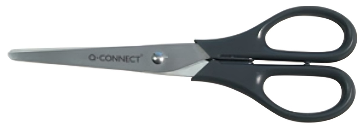 Q-Connect Forbici Universali Ergonomiche 17 cm in Acciaio Inox e Plastica Riciclata, Colore Nero