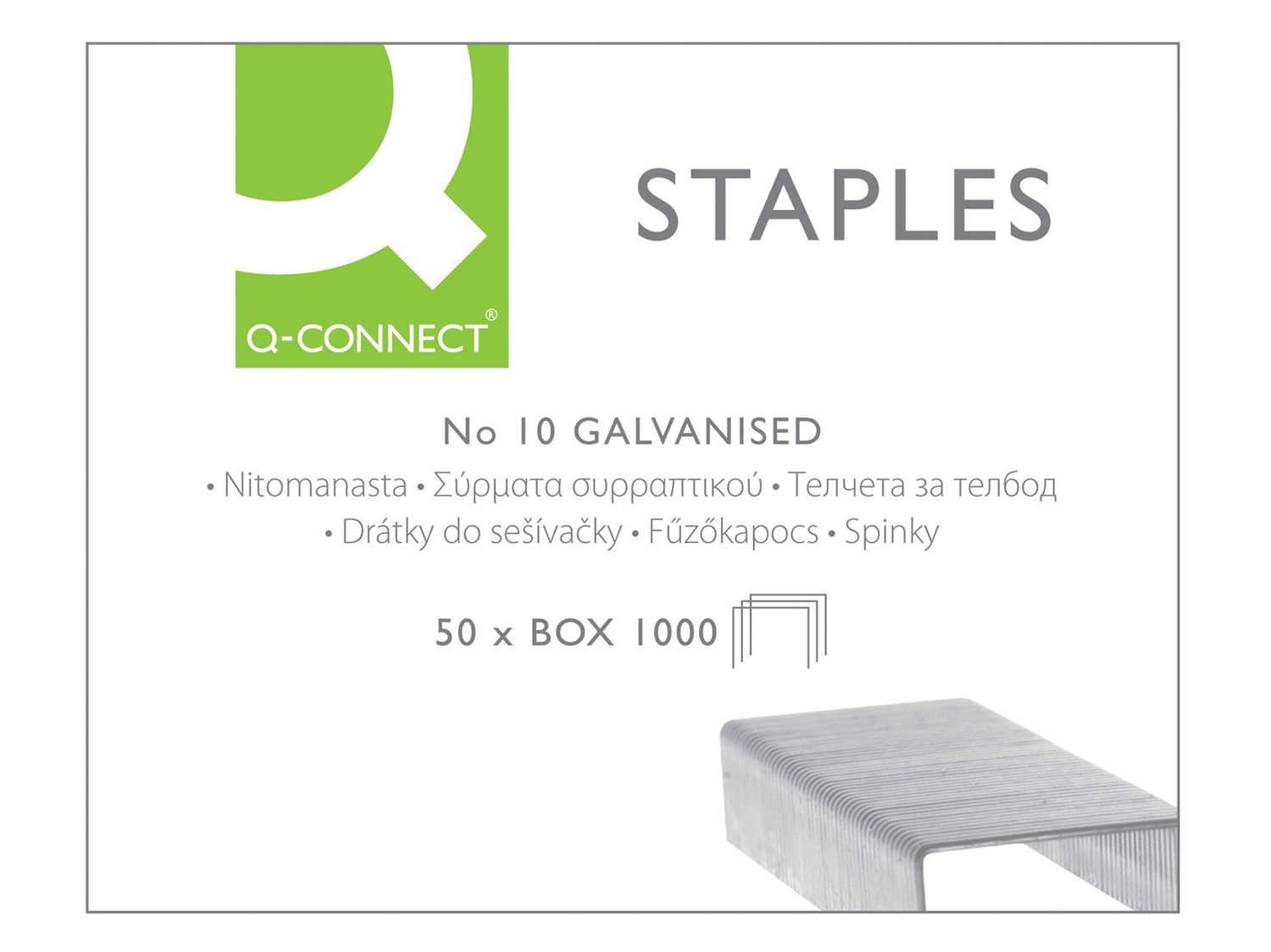 Q-CONNECT Punti per Cucitrice No. 10 in Acciaio Zincato - Scatola da 1000 Punti