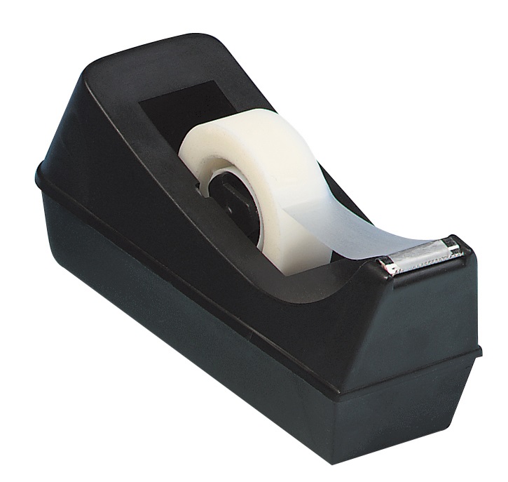 Q-Connect Dispenser per Nastro Adesivo da Scrivania Nero 19 mm x 33 m KF01294 con Lama Metallica e Realizzato in Plastica Riciclata