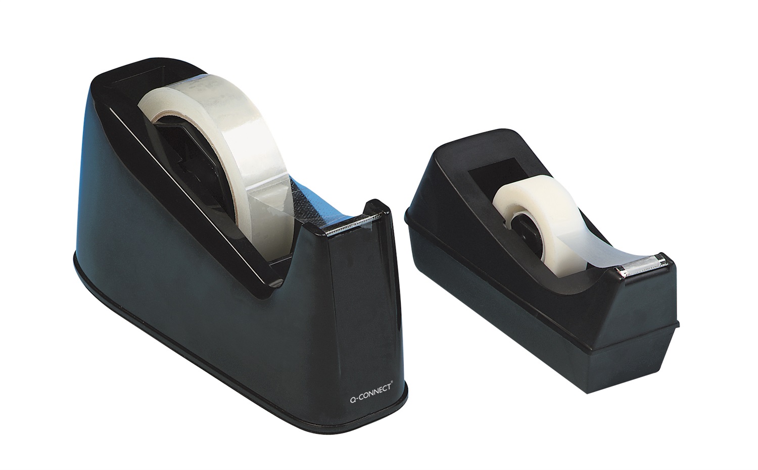 Q-Connect Dispenser per Nastro Adesivo da Scrivania Nero 19 mm x 33 m KF01294 con Lama Metallica e Realizzato in Plastica Riciclata