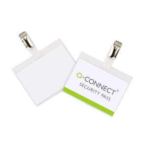 Q-Connect Portabadge in PVC Trasparente 90x60 mm con Clip - Confezione da 25 Pezzi - Chiusura Superiore