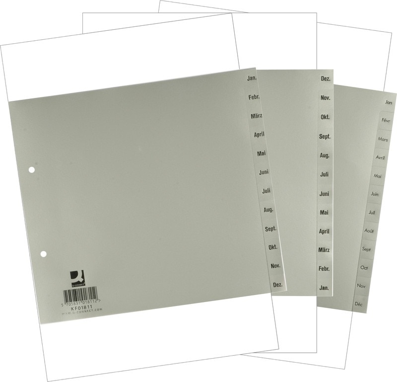 Q-Connect Divisori alfabetici A-Z metà altezza in Polipropilene (PP) Grigio - 22,5 x 18 cm, 20 pagine