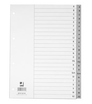 Q-Connect Divisori alfabetici A-Z in Polipropilene (PP) Grigio - 22,5x29,7 cm, 24 Pagine con Indice Scrivibile