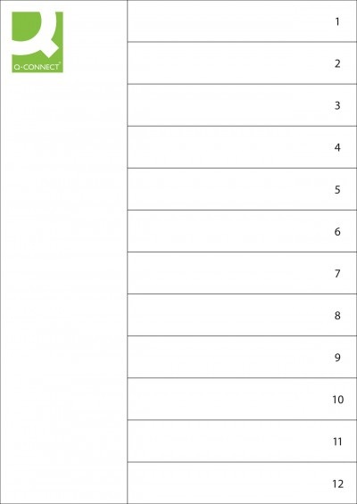 Q-Connect Divisore Numerico Grigio in Polipropilene (PP) 22,5x29,7 cm - 12 Pagine con Indice Scrivibile