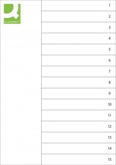 Q-Connect Divisore Numerico Grigio in Polipropilene (PP) 22,5x29,7 cm - 15 Pagine con Indice Scrivibile