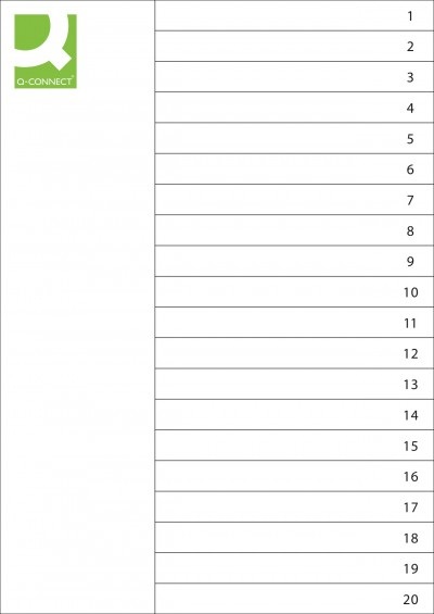 Q-Connect Divisore Numerico Grigio in Polipropilene (PP) 22,5x29,7 cm - 20 Pagine con Indice Scrivibile