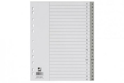 Q-Connect Divisori alfabetici A-Z in Polipropilene (PP) Grigio - Formato XL 24,5x29,7 cm, 24 Pagine con Indice Scrivibile