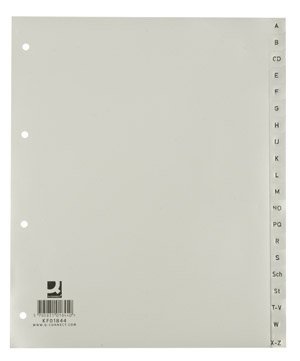 Q-Connect Divisori alfabetici A-Z in Polipropilene (PP) Grigio - 20 Pagine, Formato XL 24,5x29,7 cm, Indice Scrivibile