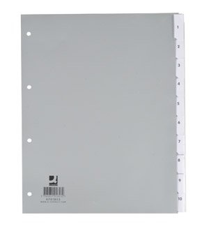 Q-Connect Divisore Personalizzabile Grigio in Polipropilene (PP) - 24,5x29,7 cm, 10 Pagine, 4 Fori
