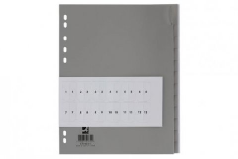 Q-Connect Divisore Personalizzabile Grigio in Polipropilene (PP) - 12 Pagine, 24,5x29,7 cm, 4 Fori