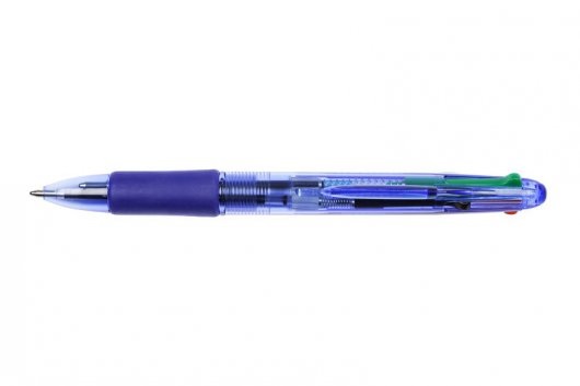 Q-CONNECT Penna a sfera Q-Connect M quattro colori KF01938 - Fusto trasparente, inchiostro nero, blu, rosso, verde, tratto 0,7 mm