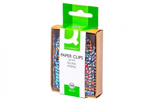 Q-Connect Fermagli Zebra Colorati a Strisce 28 mm - Scatola da 100 Pezzi