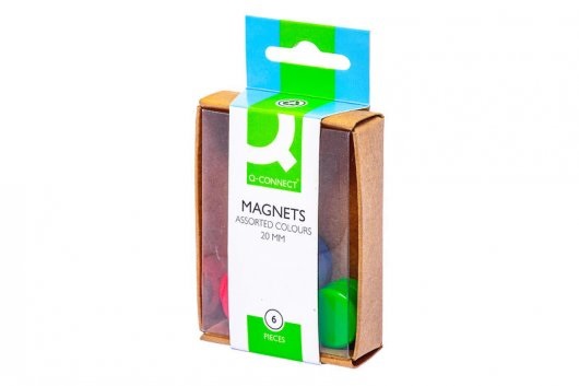 Q-CONNECT Magneti per Lavagne Bianche Assortiti 20 mm - Scatola da 6 Pezzi