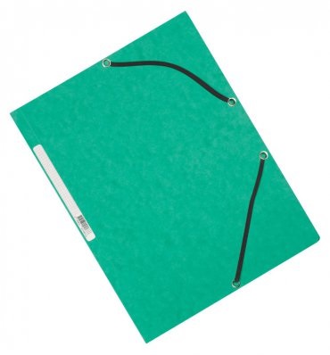Q-CONNECT Cartellina a 3 lembi con elastico Verde 24,3x32 cm in Cartoncino Manilla 375 g/m² - KF02168