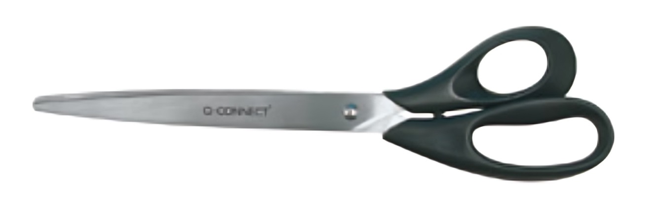 Q-Connect Forbici Universali Ergonomiche Nere 25,5 cm - Lame Simmetriche Antiruggine