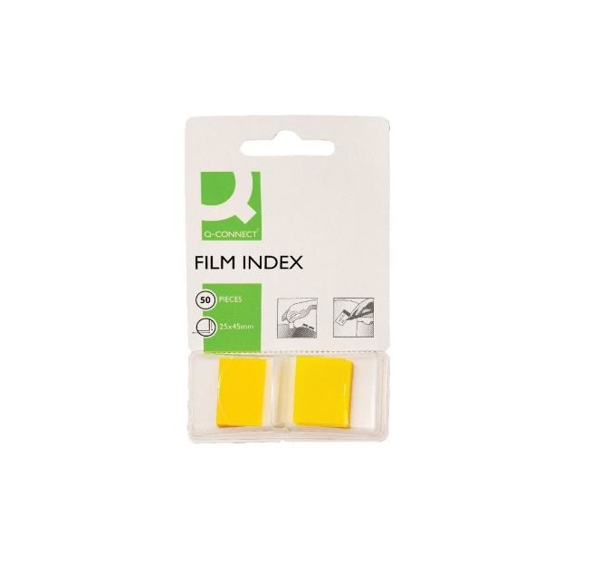 Q-Connect Segnapagina Giallo 25x43 mm - Blocchetto da 50 con Dispenser a Fisarmonica