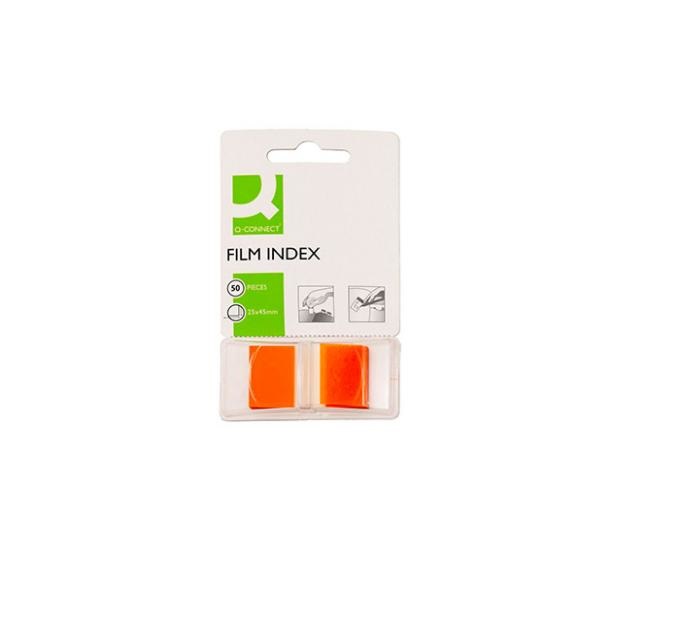 Q-Connect Segnapagina Arancione 25x43 mm - Blocchetto da 50 Fogli con Dispenser a Fisarmonica