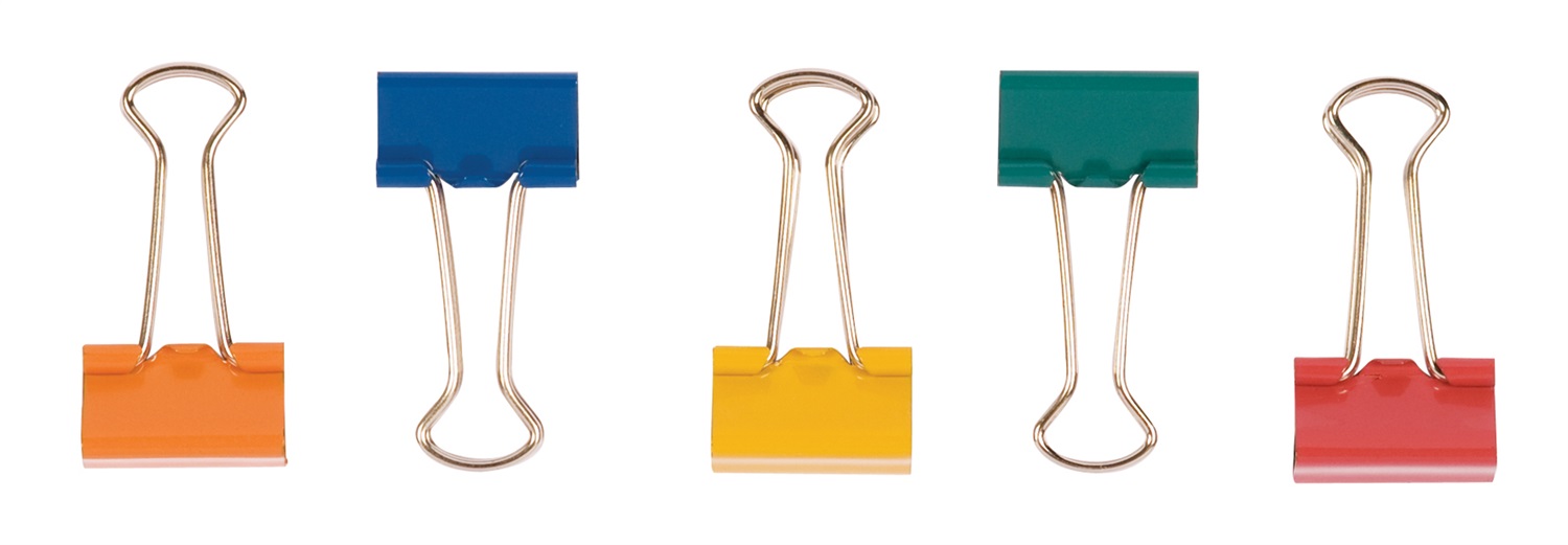 Q-Connect Molle Double Click Foldback 24 mm colori assortiti - Confezione da 10 pezzi