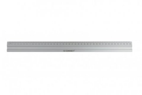 Q-Connect Righello in Alluminio Anodizzato Argento 40 cm con Scala Graduata in cm e Pollici e Proprietà Antiscivolo
